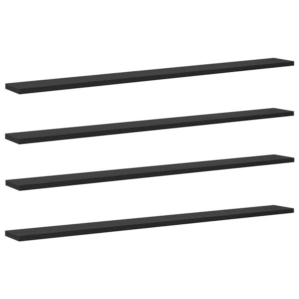 Етажерка Борд 4 pcs Черен 100 x 10 x 1,5 cm Инженерно дърво