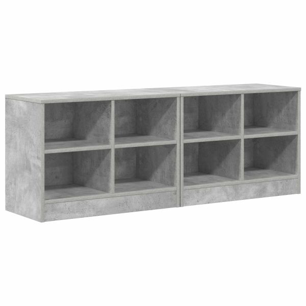 Шкаф за легло с рафт 2 pcs Бетонно сиво 66 x 33 x 48 см