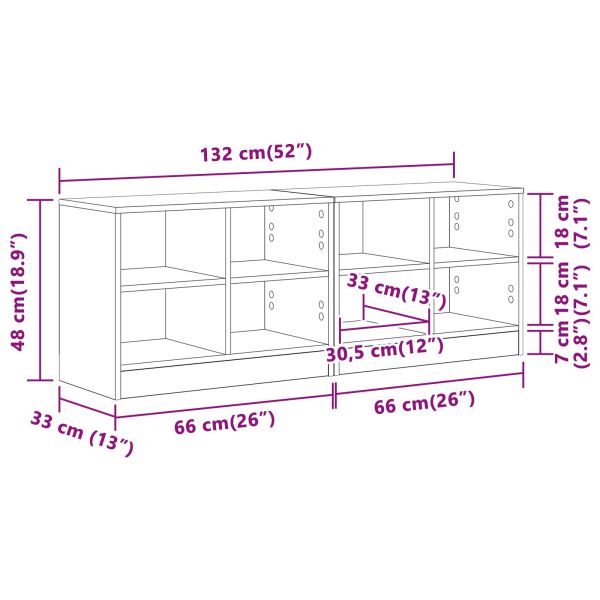 Шкаф за легло с рафт 2 pcs Бетонно сиво 66 x 33 x 48 см