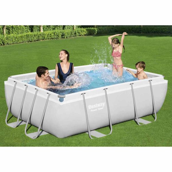Bestway Power Steel Комплект басейн правоъгълен 282x196x84 см
