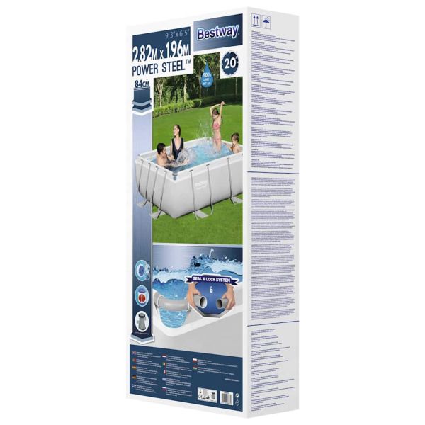 Bestway Power Steel Комплект басейн правоъгълен 282x196x84 см