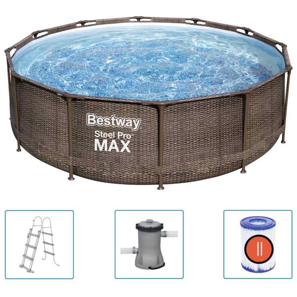 Bestway Steel Pro MAX Комплект басейн Deluxe Series кръгъл 366x100 см
