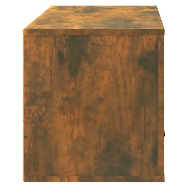 Стенен шкаф за обувки, опушен дъб, 70x35x38 см, бор масив