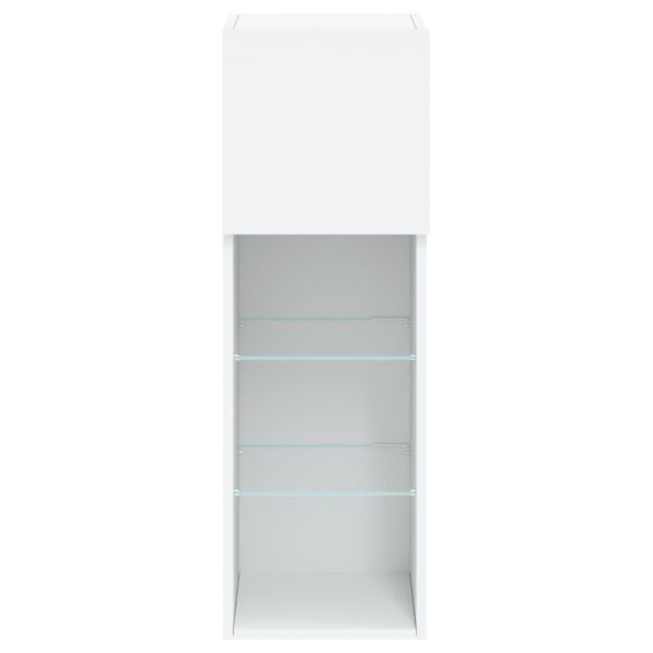 ТВ шкафове с LED осветление, 2 бр, бели, 30,5x30x90 см