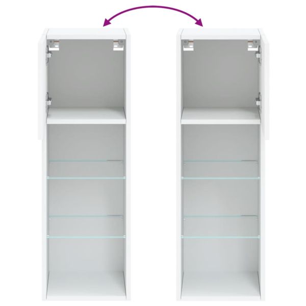 ТВ шкафове с LED осветление, 2 бр, бели, 30,5x30x90 см