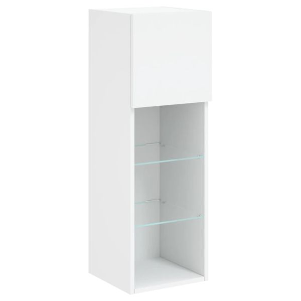 ТВ стенни шкафове, 4 части, с LED светлини, бели