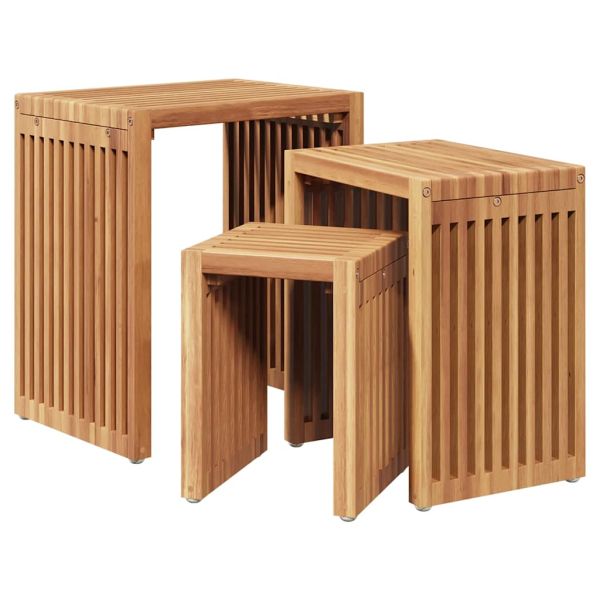 Странична масичка за градина 3 pcs Кафяво 33 x 44,5 x 51 см