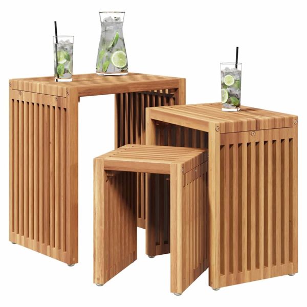 Странична масичка за градина 3 pcs Кафяво 33 x 44,5 x 51 см