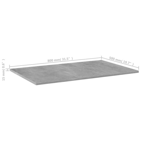 Рафтове, 4 бр, бетонно сиви, 80x50x1,5 см, инженерно дърво
