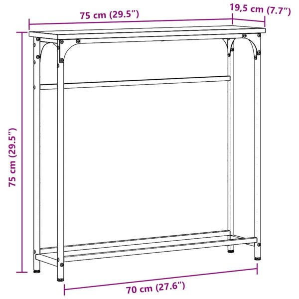 Конзолна маса Черния дъб 75 x 19,5 x 75 см Инженерно дърво