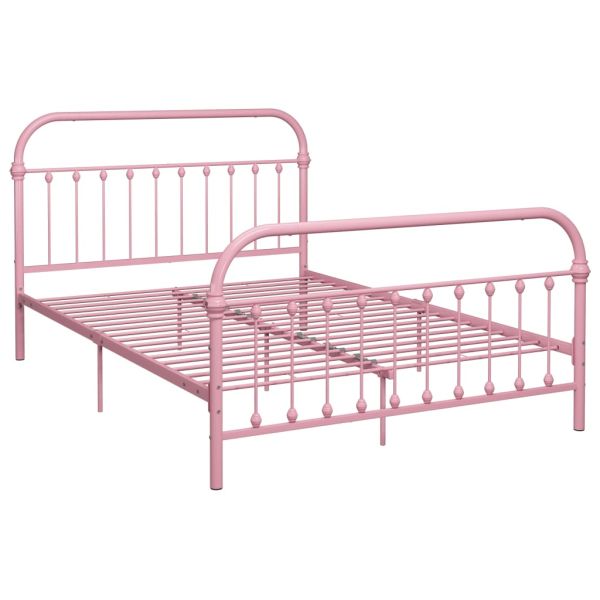 Рамка за легло, розова, метал, 160x200 см