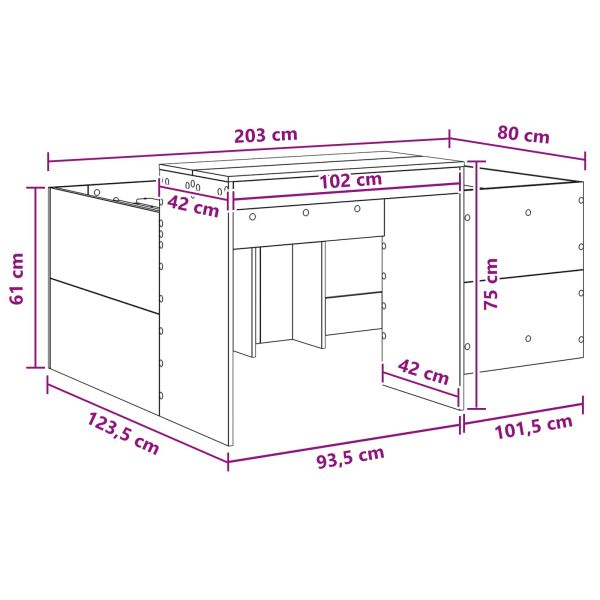 Детско легло с височина и бюро Дъб сонома 80 x 200 cm