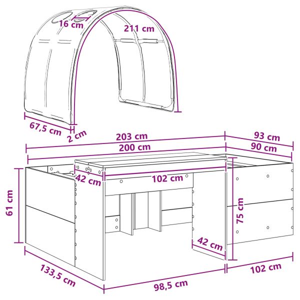 Легло с тунел 4 pcs Артизан дъб и черно Инженерна дървесина