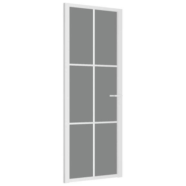 Интериорна врата 76x201,5 см бяла ESG стъкло и алуминий