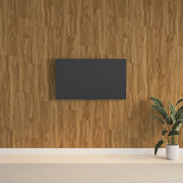 Стенни панели, с вид на дърво, кафяви, PVC, 2,06 м²