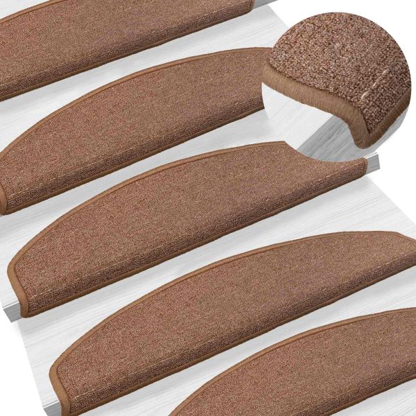 Самозалепващи стъпаловидни постелки Полукръг 15 pcs Кафяво