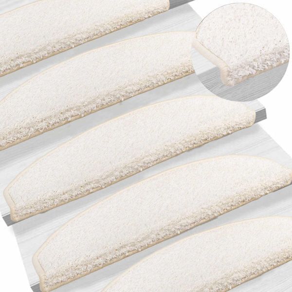 Самозалепващи стъпаловидни постелки Полукръг 15 pcs Бяло