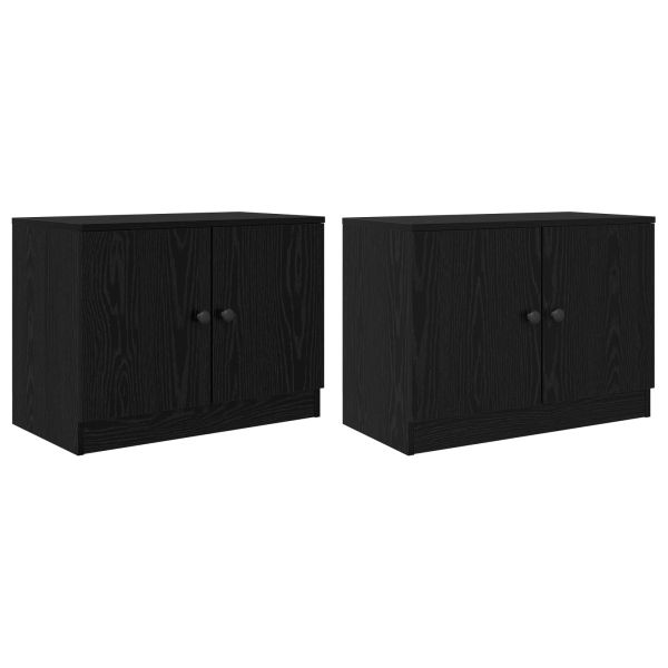 Шкаф за легло със съхранение 2 pcs Черен Дъб 66 x 35 x 48 см