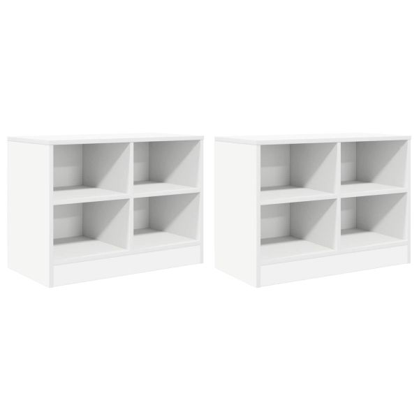 Шкаф за легло 2 pcs Бяло 66 x 33 x 48 см Инженерна дървесина
