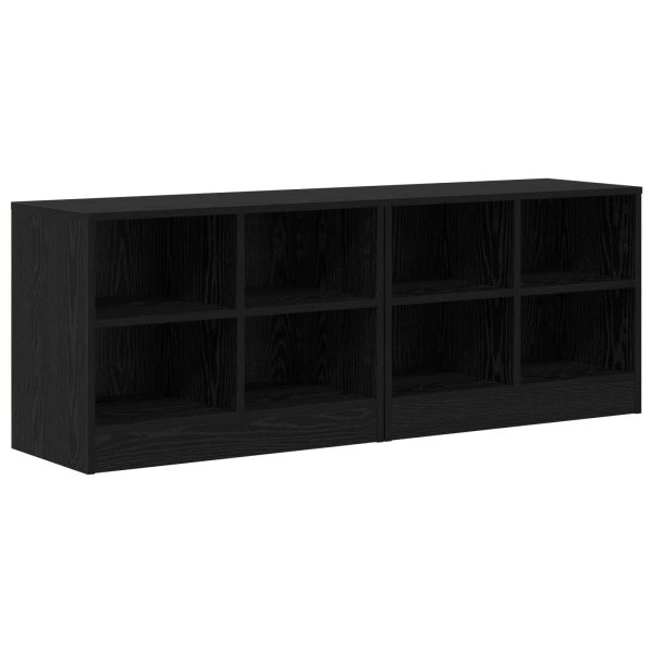 Шкаф за легло с рафт 2 pcs Черен дъб 66 x 33 x 48 см