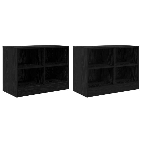 Шкаф за легло с рафт 2 pcs Черен дъб 66 x 33 x 48 см