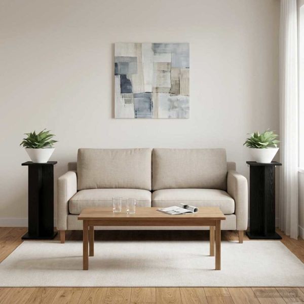 Стойка за растения 2 pcs Черен Дъб 25 x 25,5 x 60,5 см