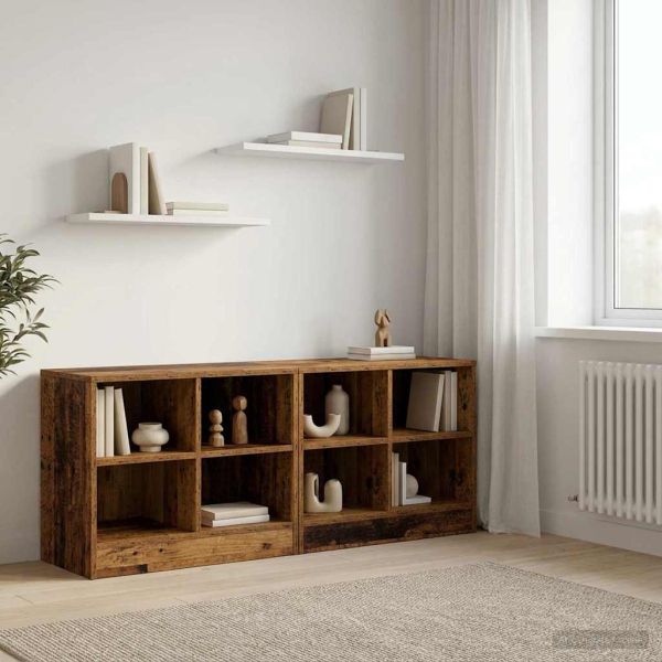 Шкаф за легло с рафт 2 pcs Старо дърво 66 x 33 x 48 см