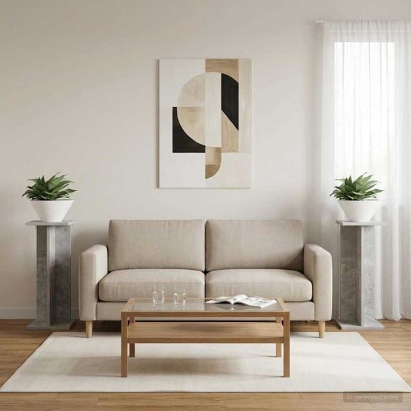 Стойка за растения 2 pcs Бетонно Сиво 25 x 25,5 x 60,5 см