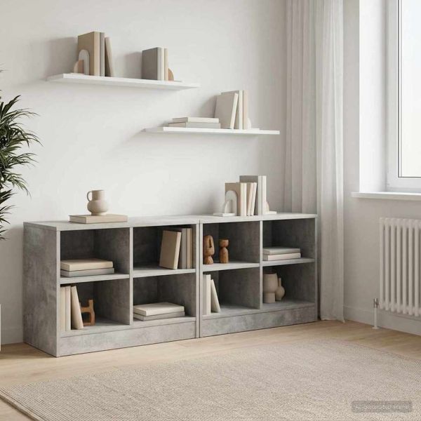 Шкаф за легло с рафт 2 pcs Бетонно сиво 66 x 33 x 48 см