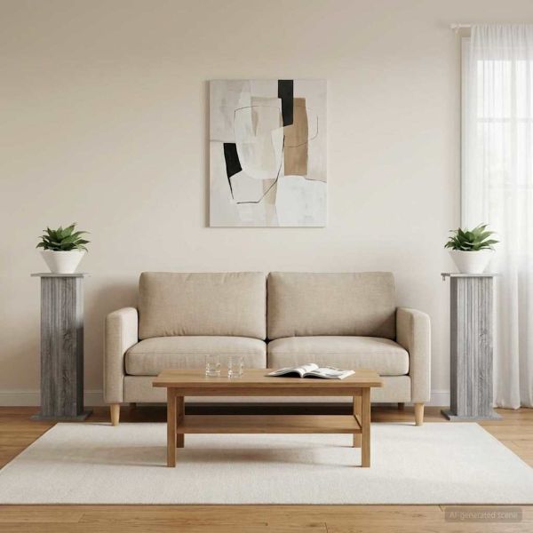 Стойка за растения 2 pcs Сива сонома 30,5 x 30 x 80,5 см