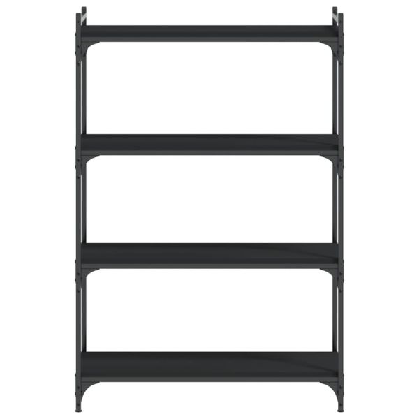 Библиотека 4 рафта черна 80x30x120 см инженерно дърво