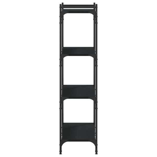 Библиотека 4 рафта черна 80x30x120 см инженерно дърво