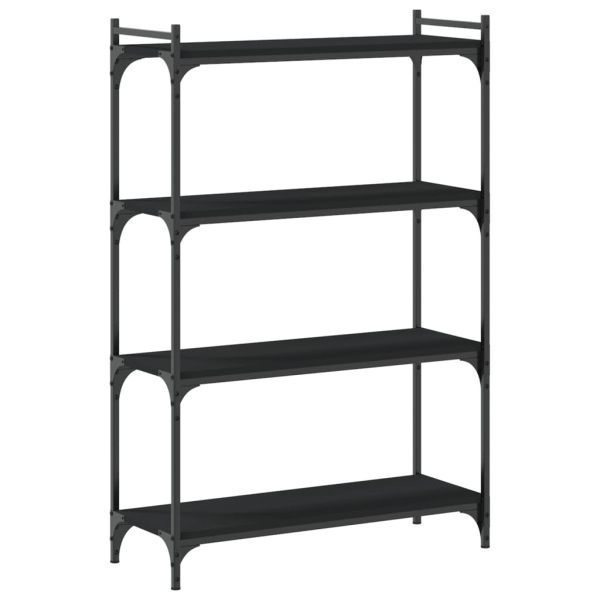 Библиотека 4 рафта черна 80x30x120 см инженерно дърво