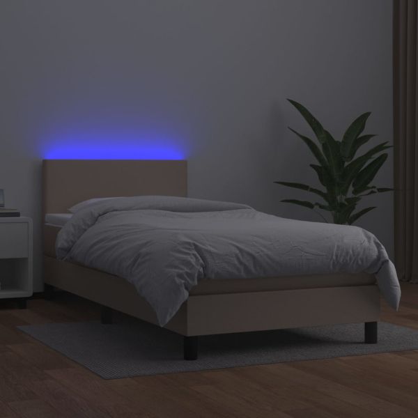 Боксспринг легло с матрак LED капучино 100x200 см