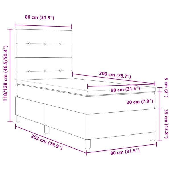 Легло с пружинирана основа с матрак Таупе 80 x 200 cm текстил