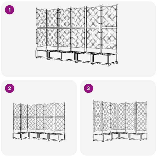 Градинска саксия 5 pcs Сив 120 x 120 x 125,5 см Пластмаса