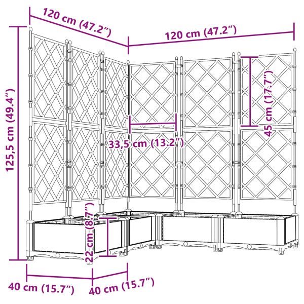 Градинска саксия 5 pcs Сив 120 x 120 x 125,5 см Пластмаса