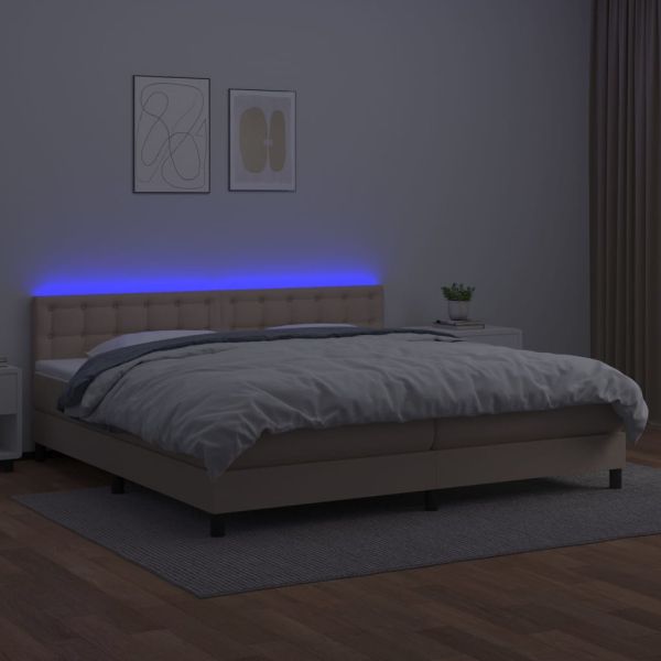 Боксспринг легло с матрак LED капучино 200x200 см