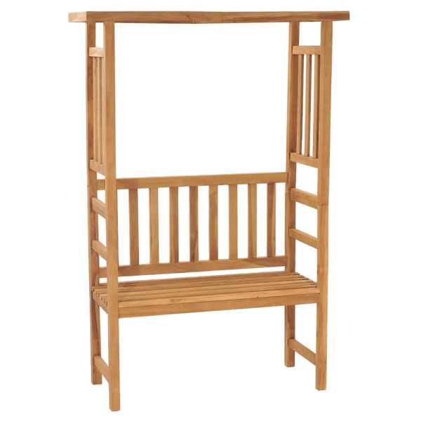 Градинска пейка с пергола, 115 см, тиково дърво масив