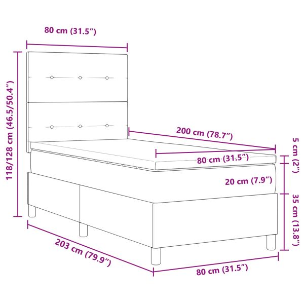Легло с пружинирана основа с матрак Таупе 80 x 200 cm текстил
