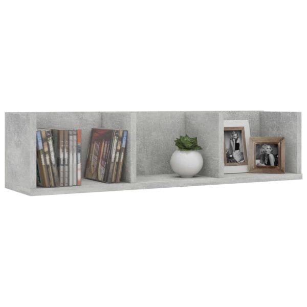 CD стенен рафт, бетонно сив, 75x18x18 см, инженерно дърво