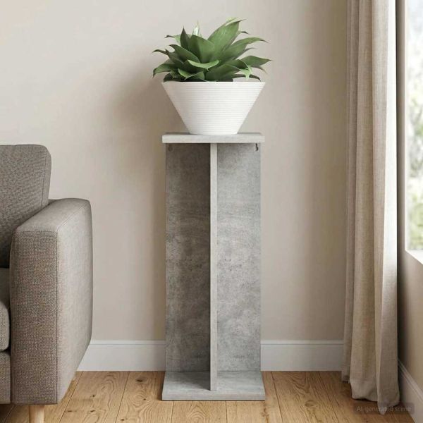 Стойка за растения Бетонно Сиво 25 x 25,5 x 60,5 см