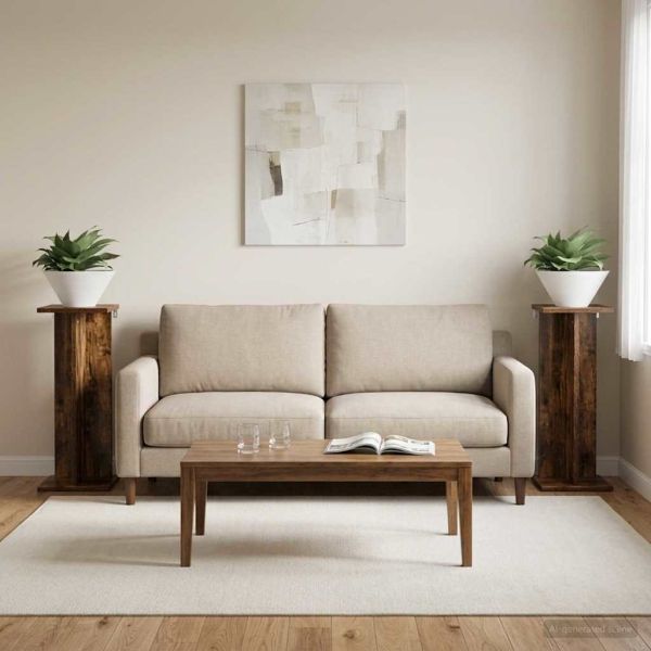 Стойка за растения 2 pcs Пушена Дъб 25 x 25,5 x 60,5 см