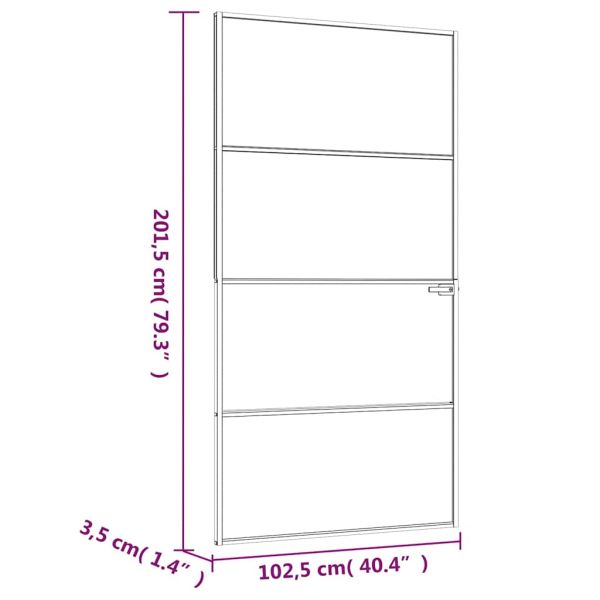 Интериорна врата бяла 102x201,5 см закалено стъкло и алуминий