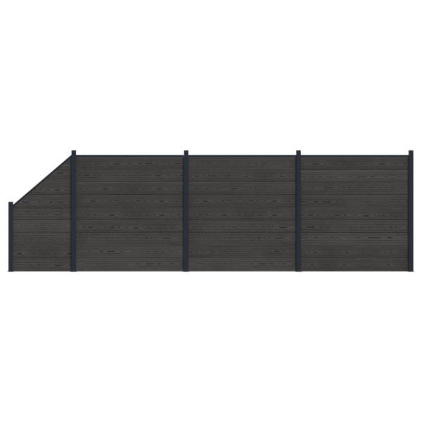 Панел на ограда 4 pcs WPC и алуминий Черно
