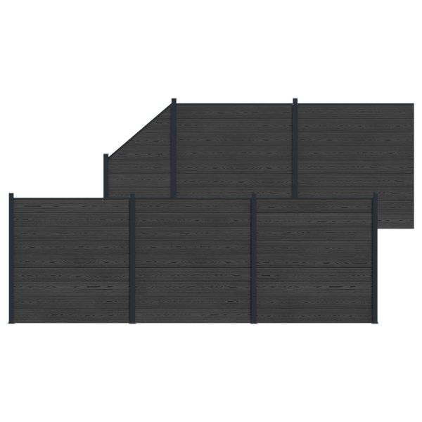 Панел на ограда 6 pcs WPC и алуминий Черно