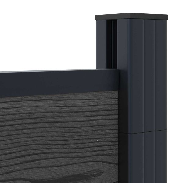 Панел на ограда 4 pcs WPC и алуминий Черно
