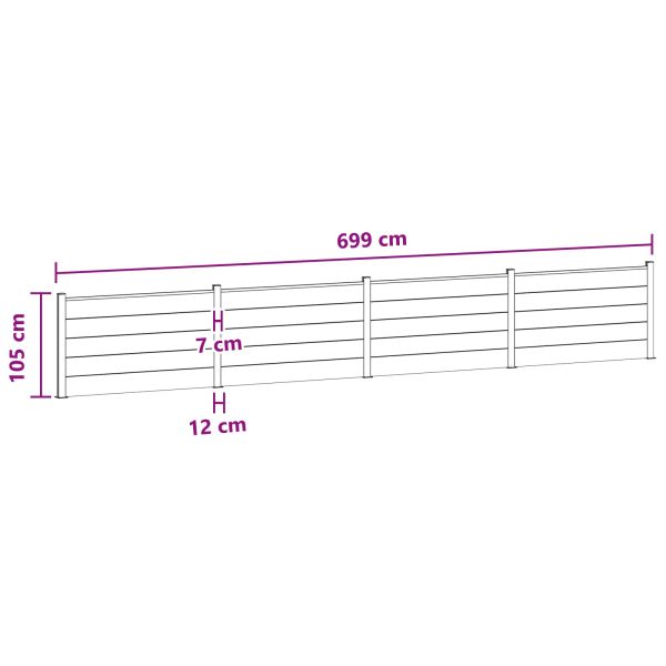Панел на ограда 4 pcs WPC и алуминий Черно