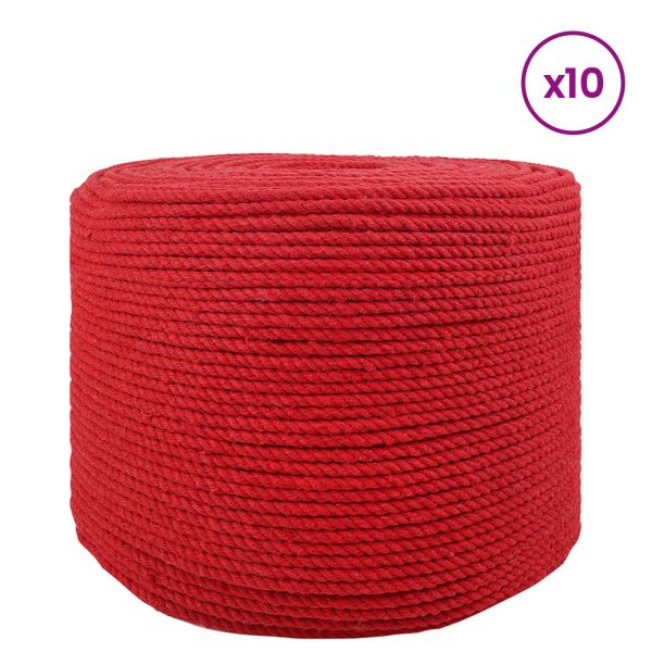 Въже 10 pcs Червено Памук