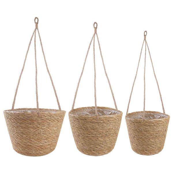 Кошници за растения от морска трева 3 pcs Натурално Ø26 x 19 см